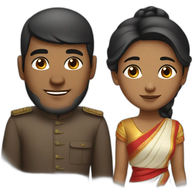 chinese man -dark skinned indian woman couple emoji