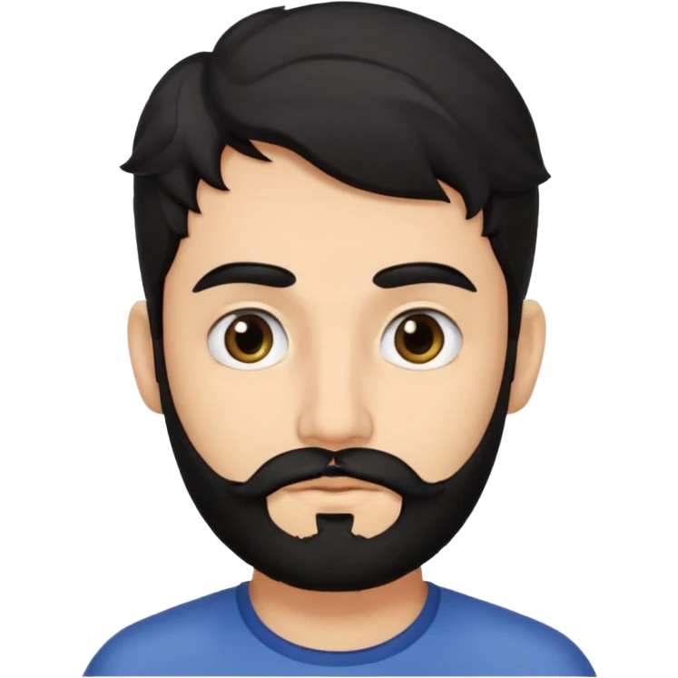 young fair skin Pakistani man with black beard wavy hair and squinted eyes and thick eyebrows emoji