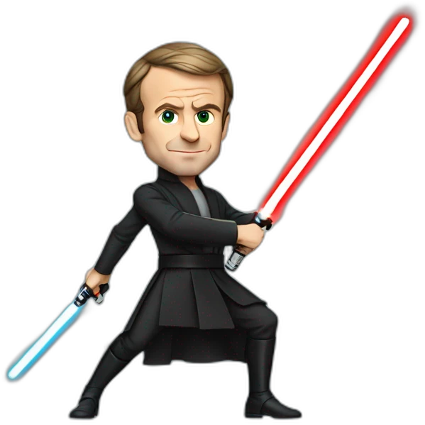 Emmanuel macron with a lightsaber emoji