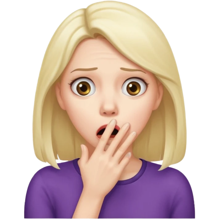 scared woman with her hand on mouth, different expression emoji