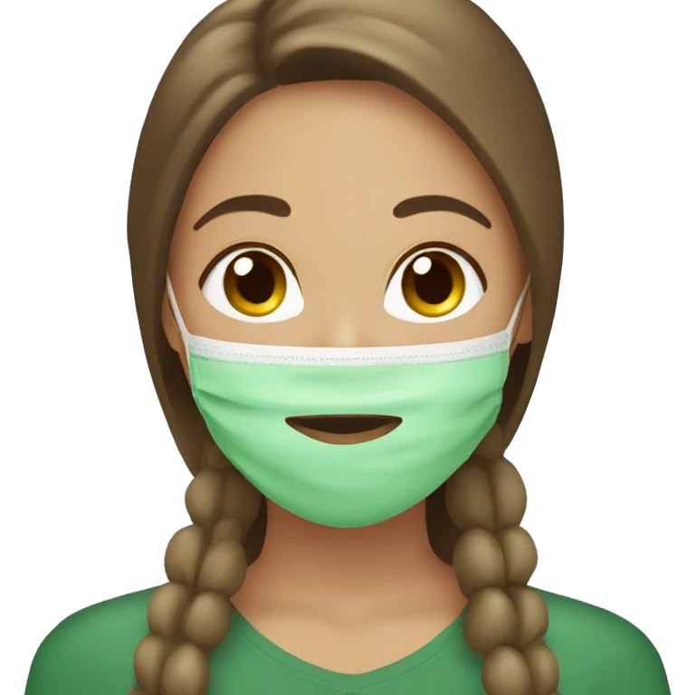 pretty girl with brown long hair wearing a green facemask for skincare emoji