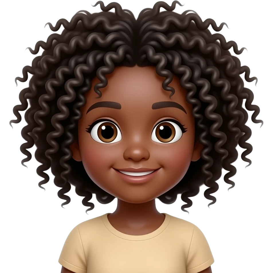 Fait moi un emoji 3D d'un petit fille black avec le cheveu boucle emoji
