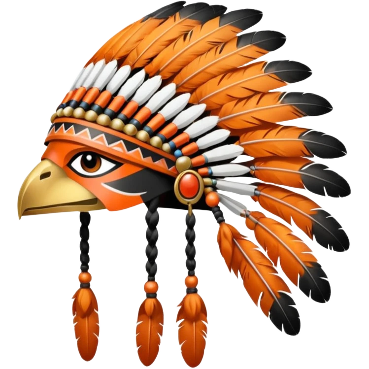 Orange black white Native American head dress emoji