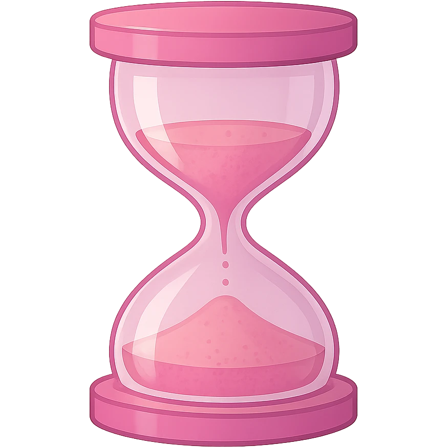 pink hourglass, digital illustration emoji