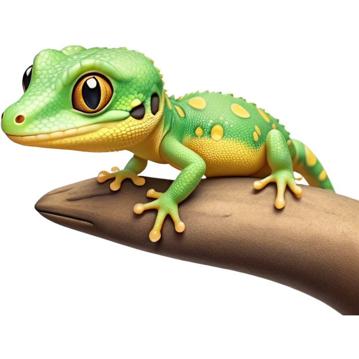 cinematic-cute-realistic gecko-portrait-emoji,-head-tilted-playfully-and-inquisitively,-featuring-a-small,-charming-body-with-smooth,-vividly-patterned-scales,-bright,-sparkling-eyes-and-delicate,-sticky-toe-pads,-simplified-yet-irresistibly-adorable emoji