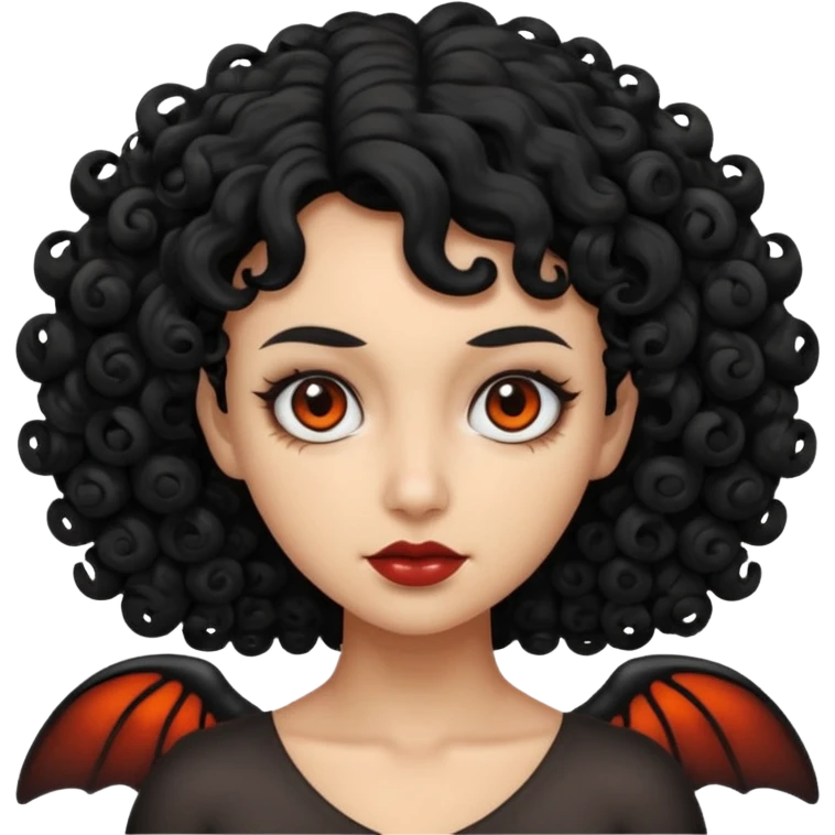 A woman with a curly black hair with mothman emoji