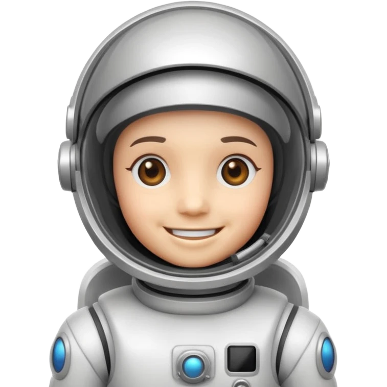 retro robot Astronaut in white EVA suit with silver visor helmet emoji