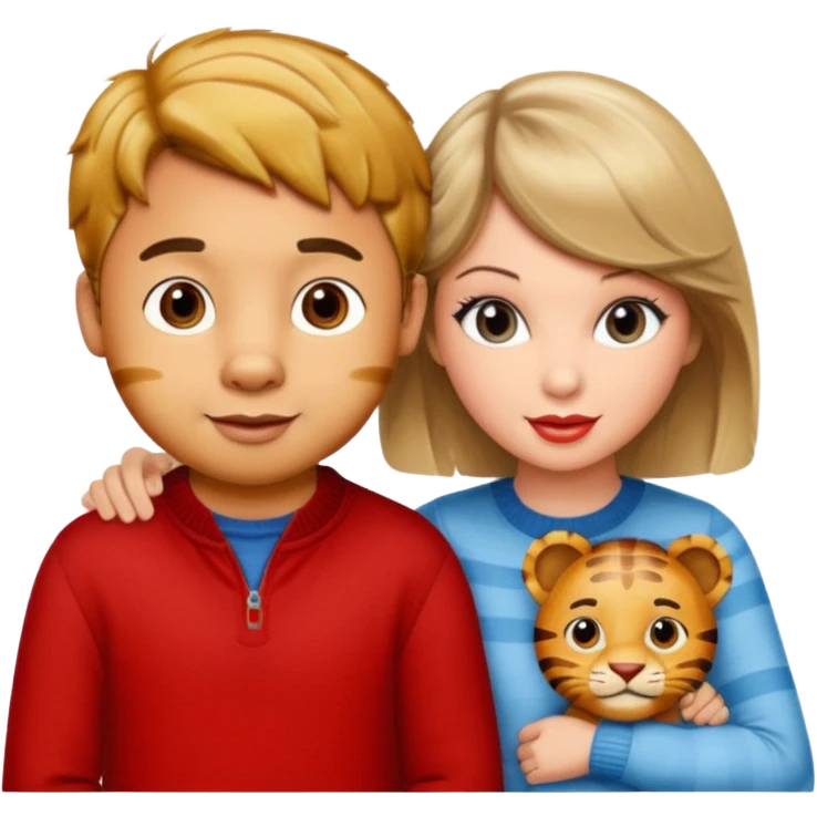 Daniel Tiger and Taylor Swift together, cheerful and friendly emoji