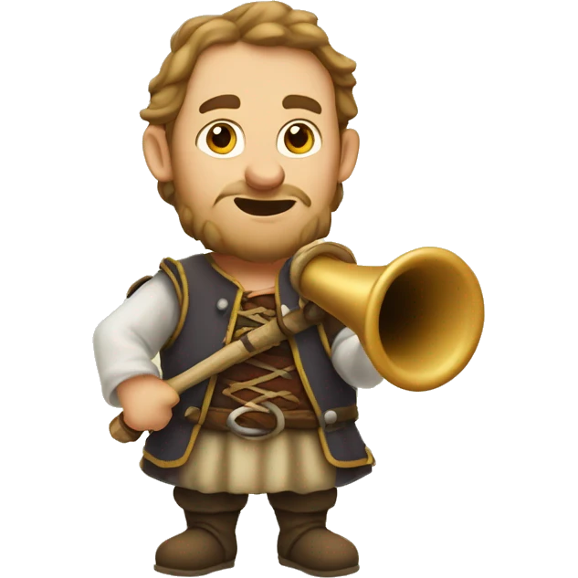 medieval caucasian bard with call horn emoji