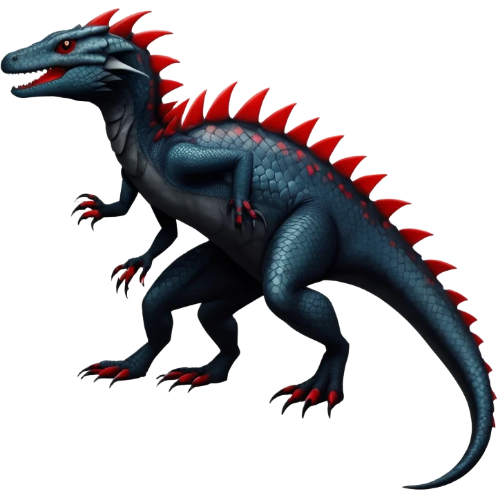 a dark gothic edgy reptilian croconaw-salandit-vernid-sergal-creature with splash patterns full body emoji