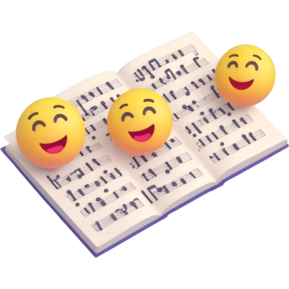 sheet music, 3D emoji style, modern, no text emoji