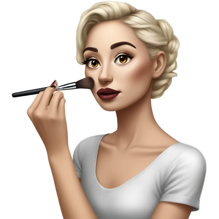 Hyper Realistic Beautiful lightly tattooed woman applying make-up  emoji