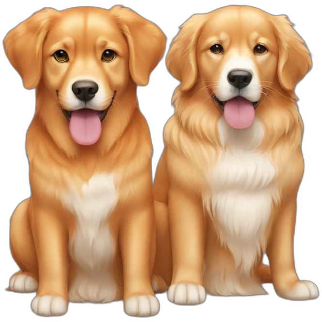 one orange cat and two golden retriever dogs emoji