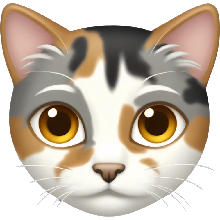 CALICO CAT WITH LIGHT GRAY LIGHT BROWN WHITE AND TAN FUR PATTERN  emoji