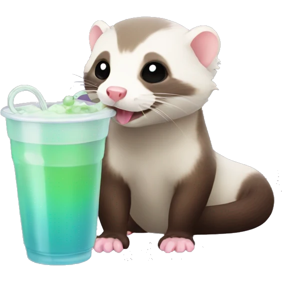 A ferret drinking boba emoji
