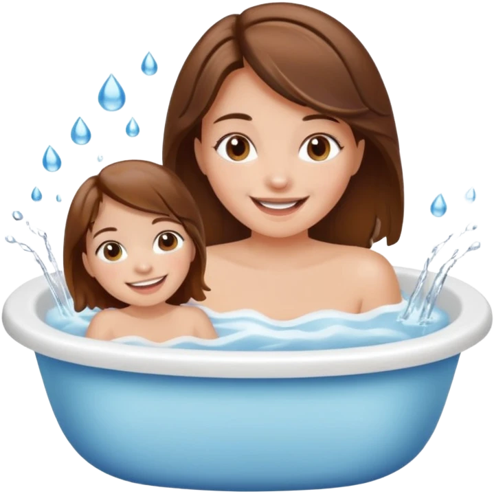everyday life, brown hair girl, bath, food, play emoji
