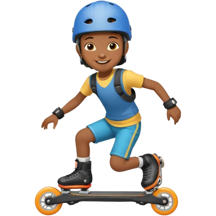 Roller blader black child emoji