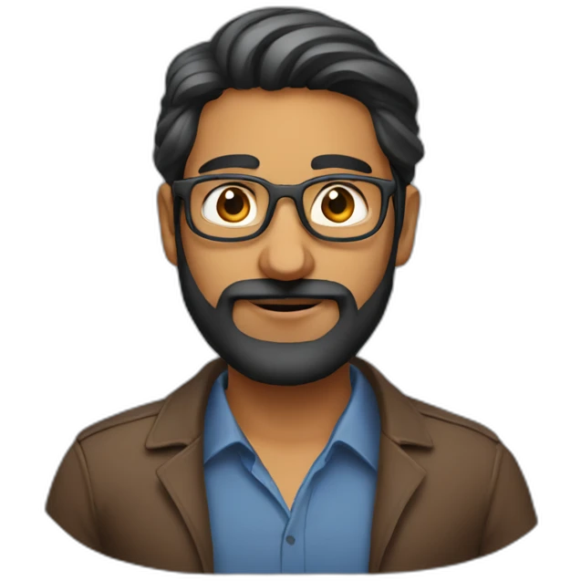 brown indian software engineer with anchor beard and no glasses emoji
