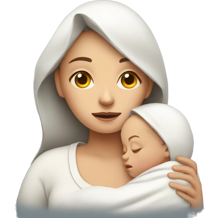 European sad mother with newborn emoji