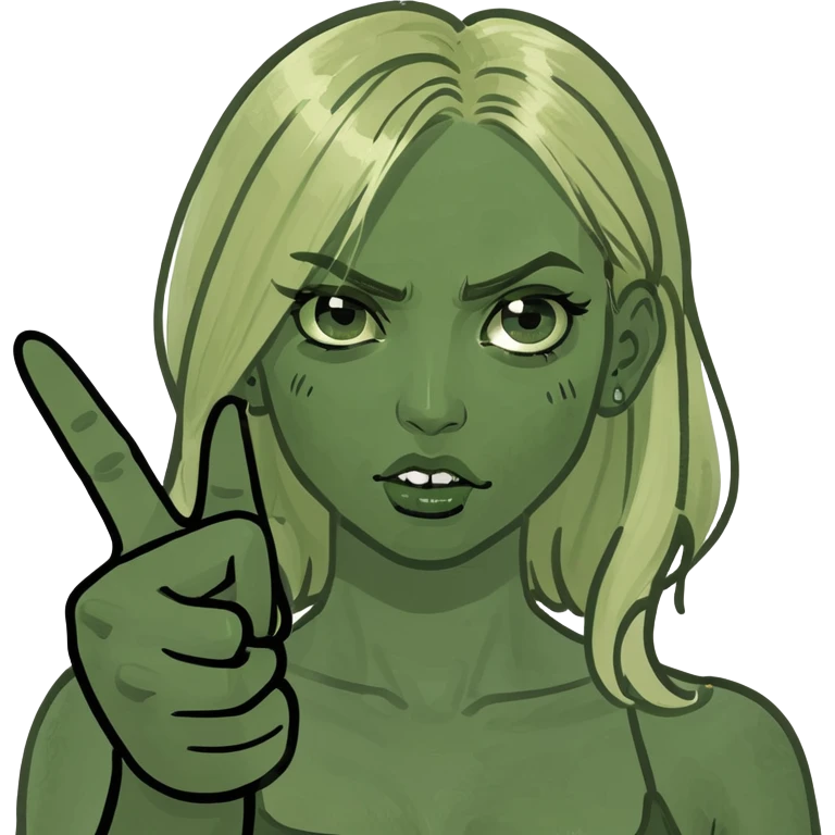 blonde girl showing the middle finger but has this emotion ☺️ emoji