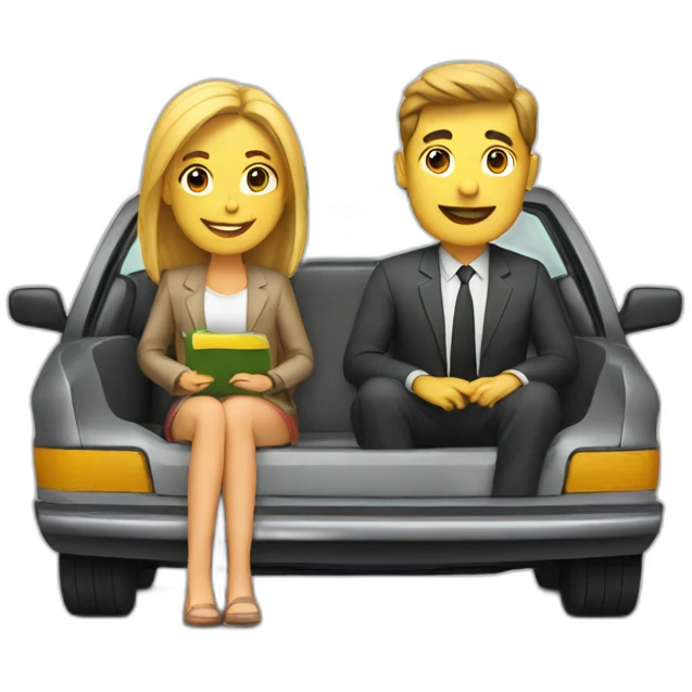 man and woman in car emoji