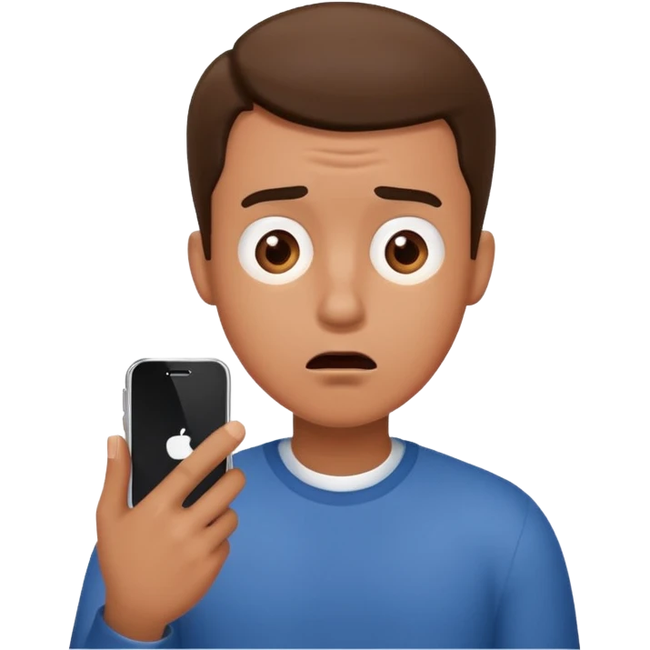 a guy confused why someone is showing him a phone emoji