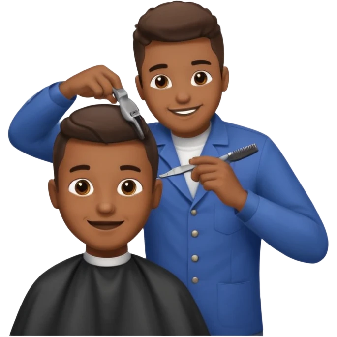 Barber cutting boys hair emoji