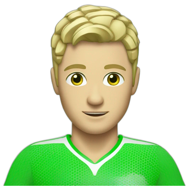 Blonde short hair man, green eyes playing padel emoji