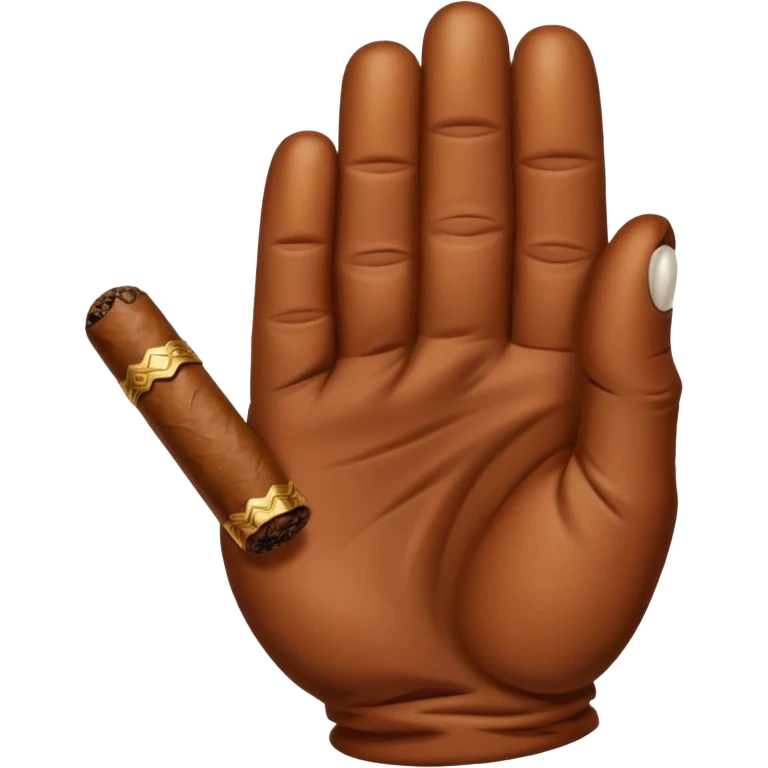 a hand holding a cigar emoji