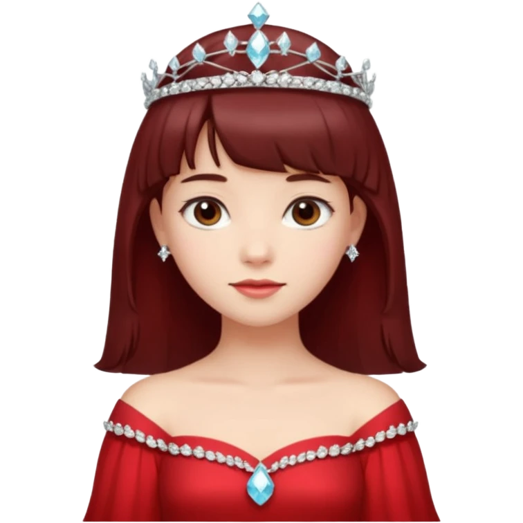  فرشته با موی چتری و لباس قرمز و موی خرمایی تیره و سربند الماس emoji