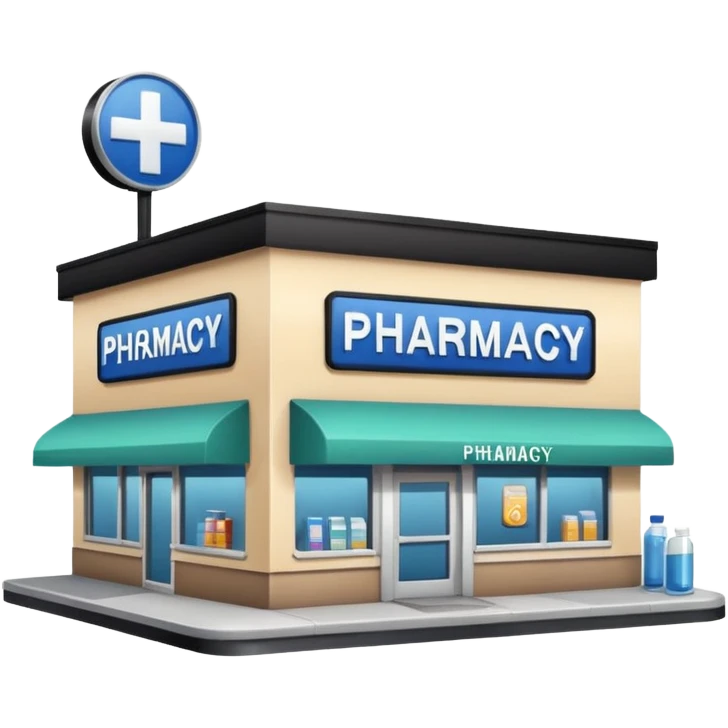 Please create an image of the pharmacy.
Dugstore, Pharmacy. There's no writing on it
Just an image that can show that it's a pharmacy emoji