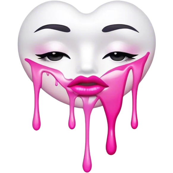 white paint dripping from floating pink ombre lips emoji