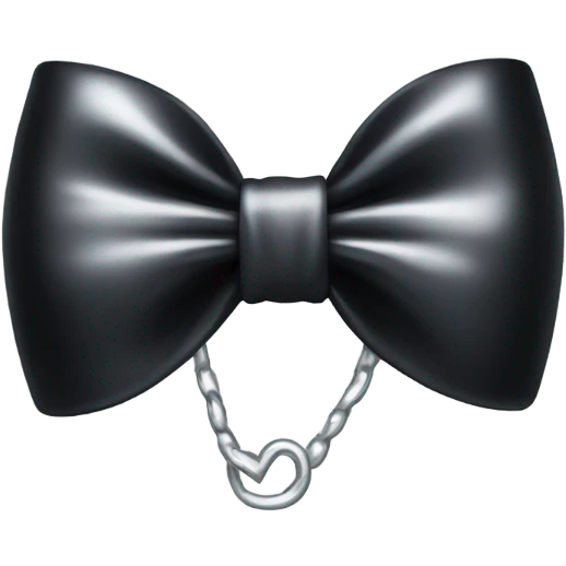 black bow with a silver heart bow in the center emoji