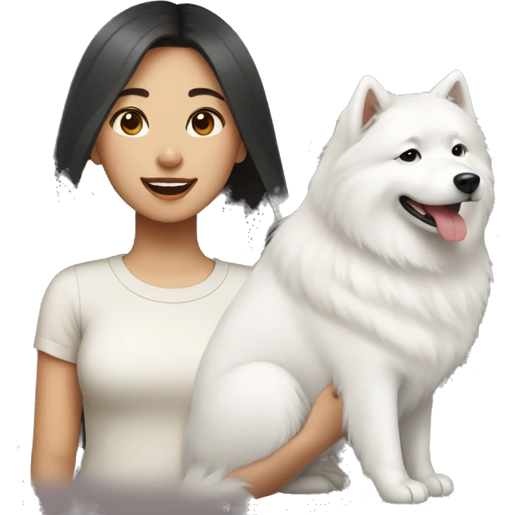 asian girl with samoyed emoji