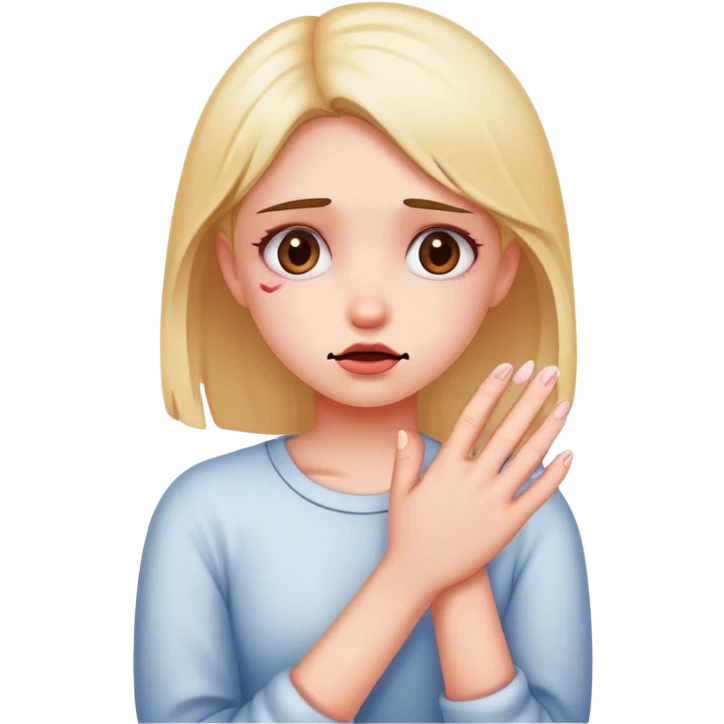 Girl with hurt hand emoji