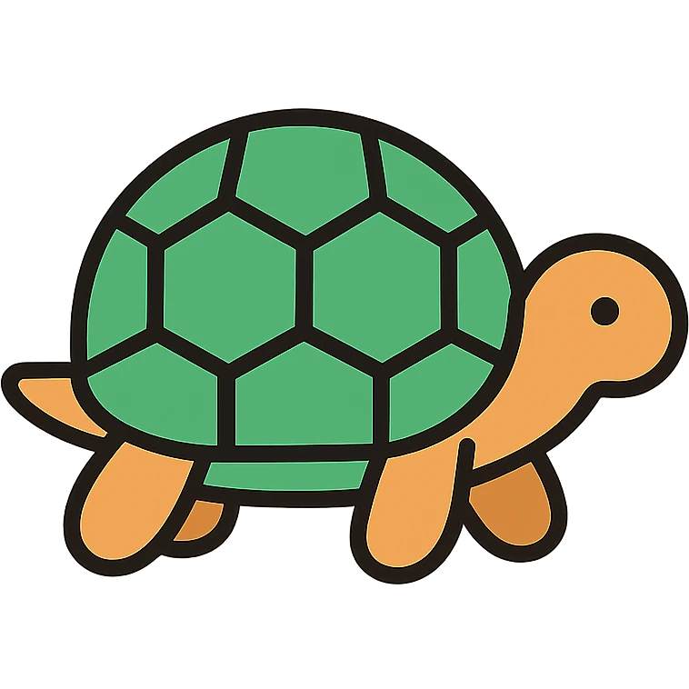 turtle icon, color outline style, soft green and brown, black outlines emoji