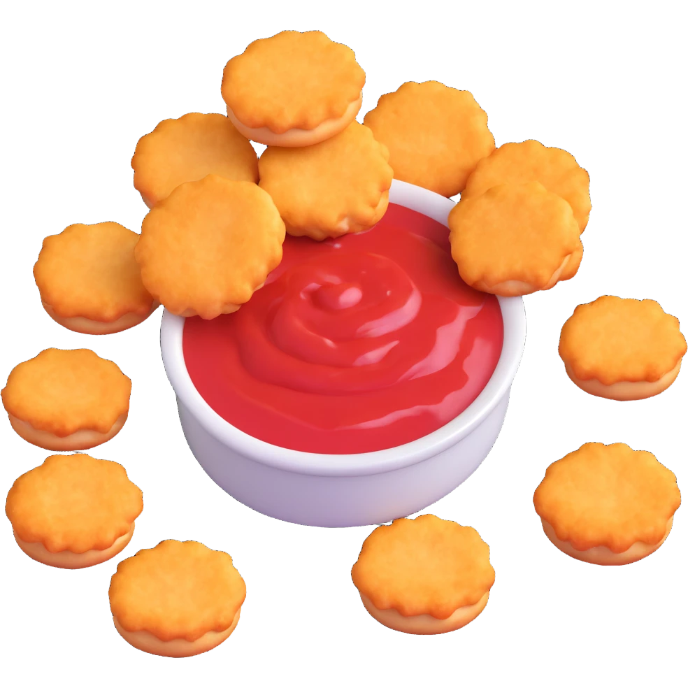 chicken mcnuggets with ketchup dip emoji