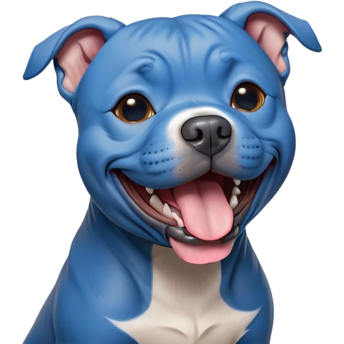 Cinematic Cute Yawning Blue Staffordshire Bull Terrier Portrait Emoji, Head tilted slightly with a dramatic, wide-open yawn, showcasing a smooth blue Fur with a refined texture, floppy ears slightly drooping, round dark eyes barely open in drowsy contentment, Simplified yet irresistibly adorable features, highly detailed, glowing with a soft, cozy glow, high shine, relaxed yet expressive, stylized with a touch of whimsy, bright and endearing, soft glowing outline, capturing the essence of a sleepy yet affectionate guardian, so drowsy it feels like it could stretch right out of the screen and curl up for a nap! emoji