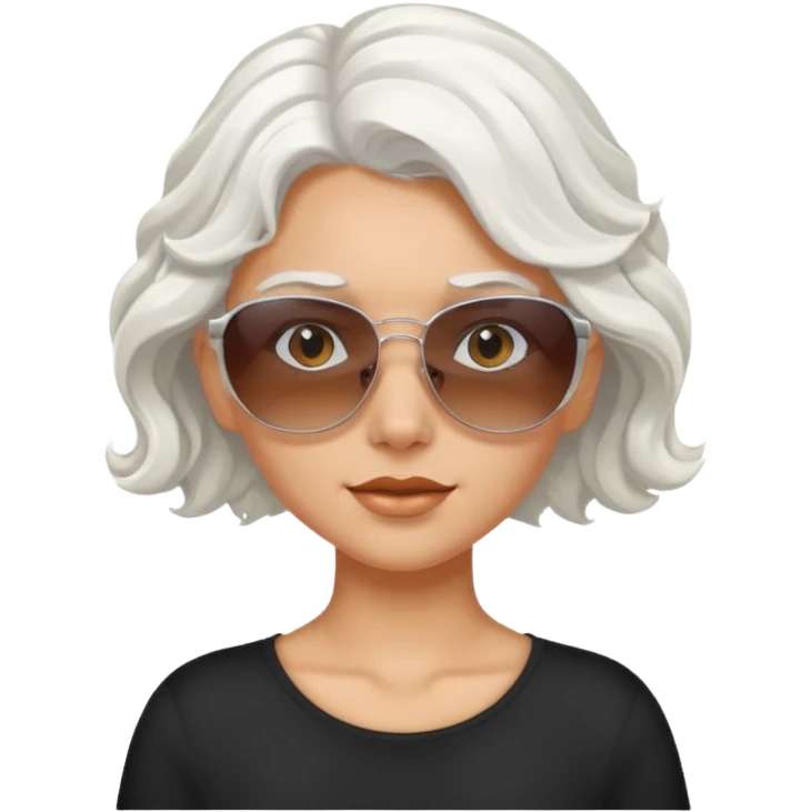 Tanned girl with wavy white hair and sunglasses on head emoji