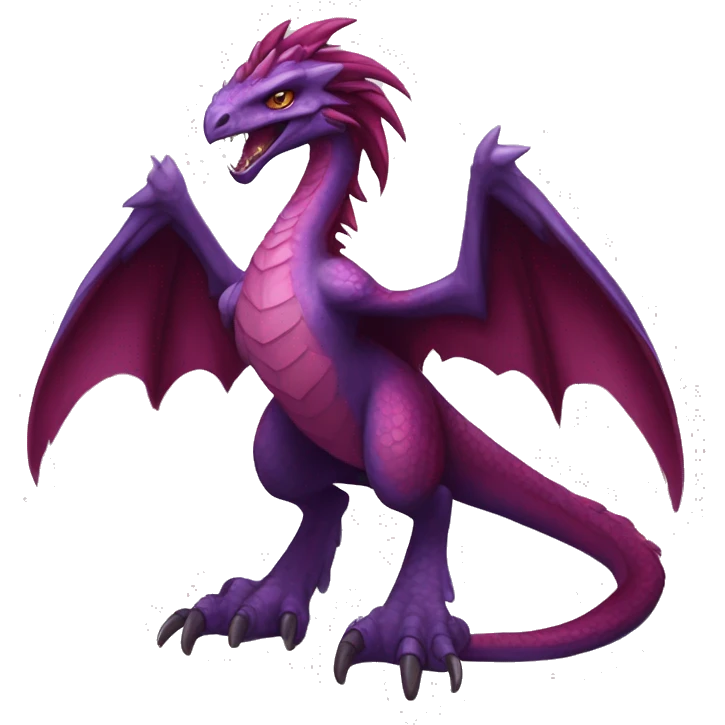Mauve-maroon-red-violet-colored anthro-raptor-dragonkin-scalie-sona-Fakémon-hybrid with a mane on head and back full body emoji