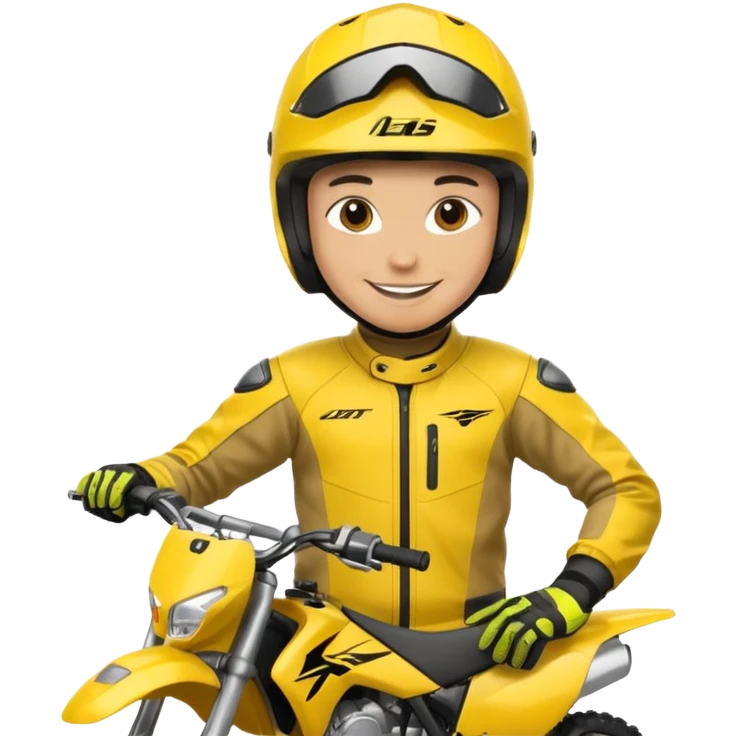 dirtbike rider in yellow gear signing autographs emoji