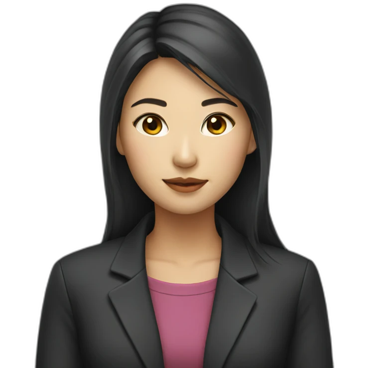 Asian girl in a dark jacket business emoji