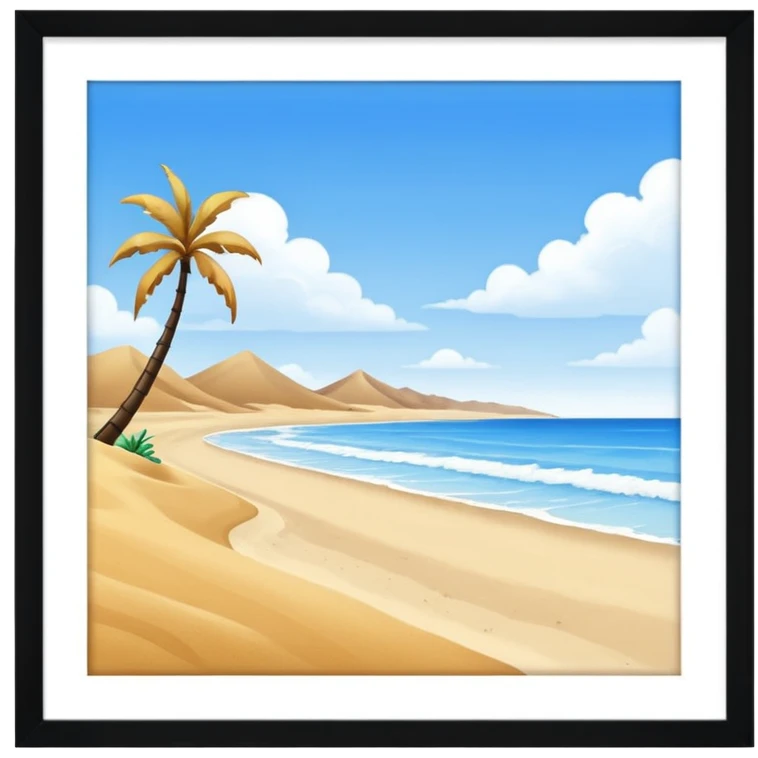 playa paisaje sin que sea un cuadro y que el cielo azul y la arena esten recortada emoji