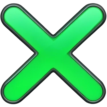 Green X sign with glowing effect emoji