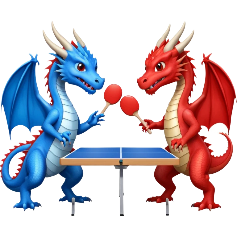 deux dragons qui jouent au ping pong sans la table emoji