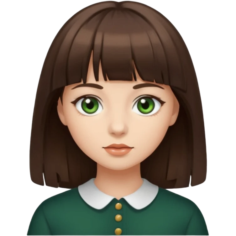 girl with dark green eyes song brown hair with bang emoji