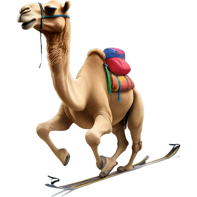 camel skiing in alps emoji