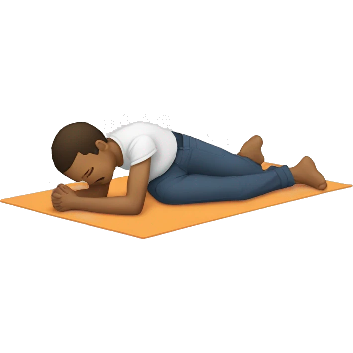 A person doing the Alexander Technique position. It consists of a person laying on the floor with their hands by their side and legs in position. The person laying down should resemble the artist Rex Orange County. emoji