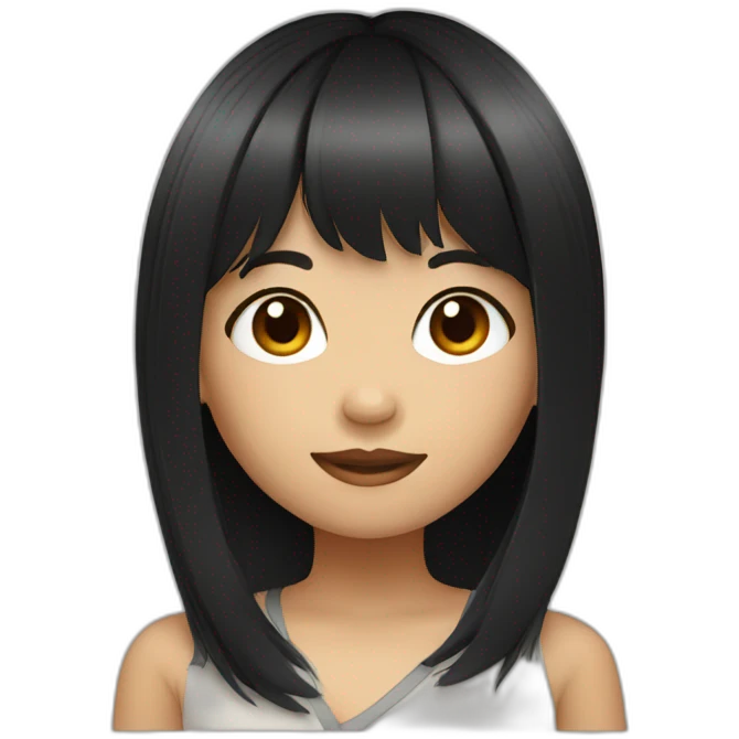 Thai girl with bangs and black long hair emoji