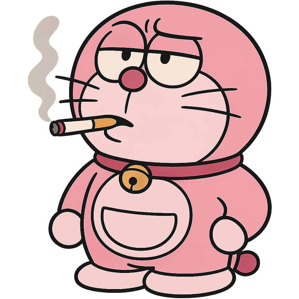 pink Doraemon smoking emoji